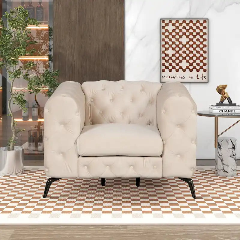 Ensembles de canapés 3 pièces en velours (canapé 3 places/causeuse et fauteuil individuel)-17