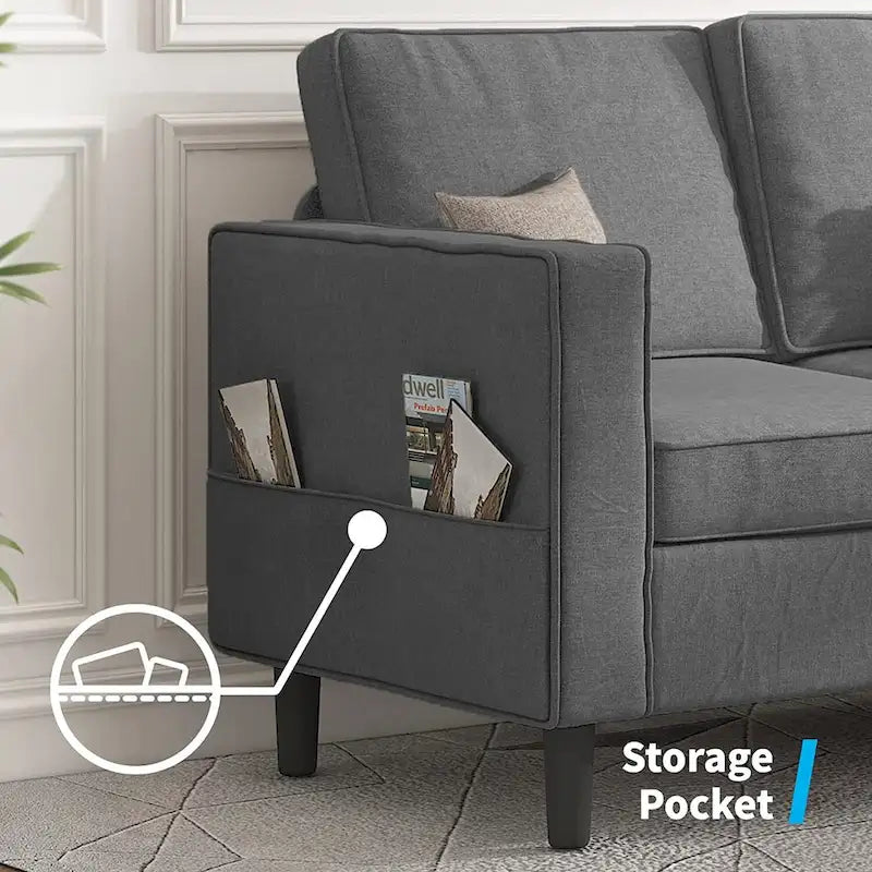 Canapé d'angle convertible Mixoy, 3 places avec causeuse et pouf-4