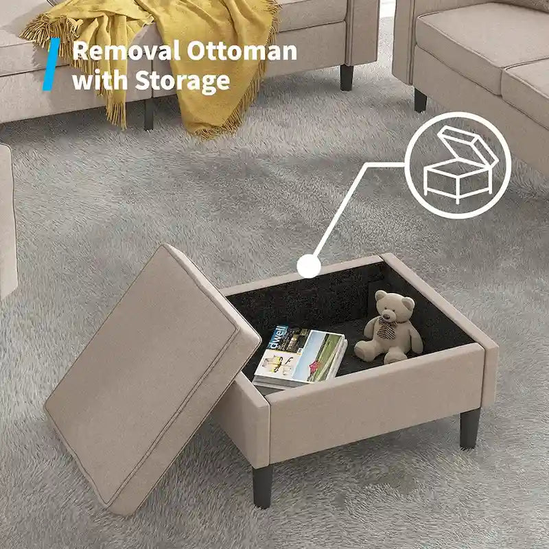 Canapé d'angle convertible Mixoy, 3 places avec causeuse et pouf-8