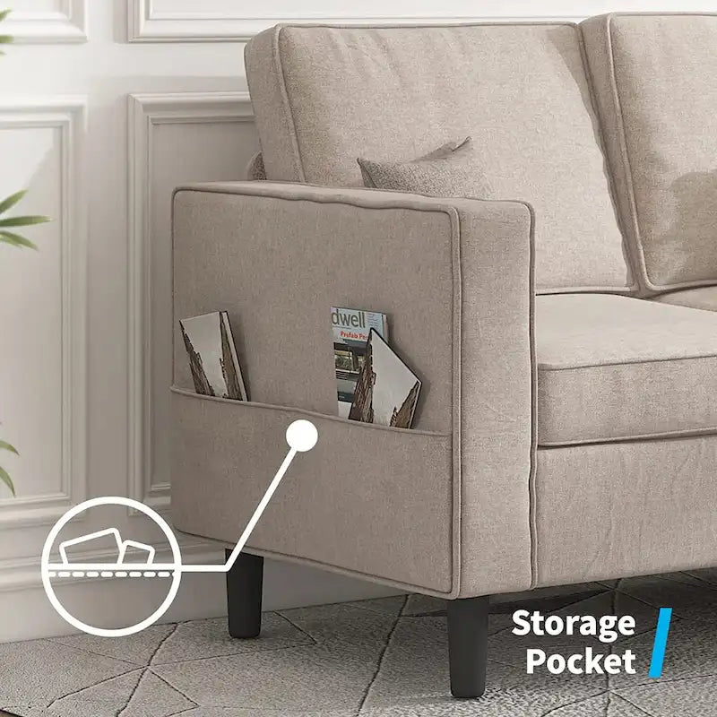 Canapé d'angle convertible Mixoy, 3 places avec causeuse et pouf-9