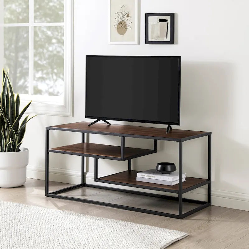 Meuble TV moderne Middlebrook avec étagère flottante-11