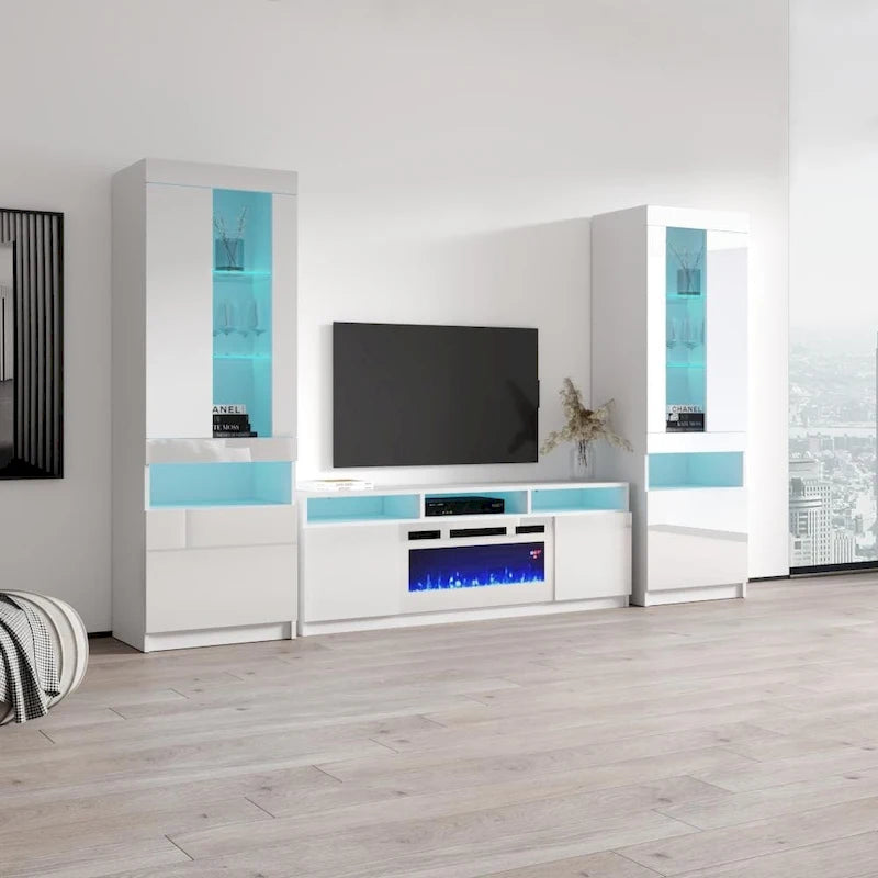Meuble TV mural moderne avec cheminée électrique Reno WH05-5