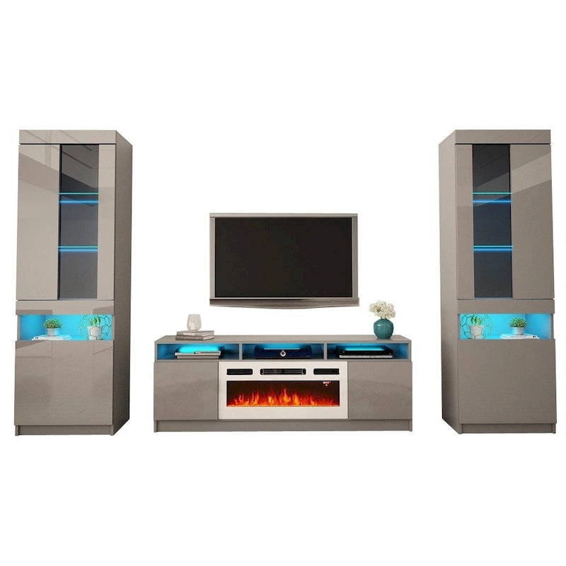 Meuble TV mural moderne avec cheminée électrique Reno WH05-11