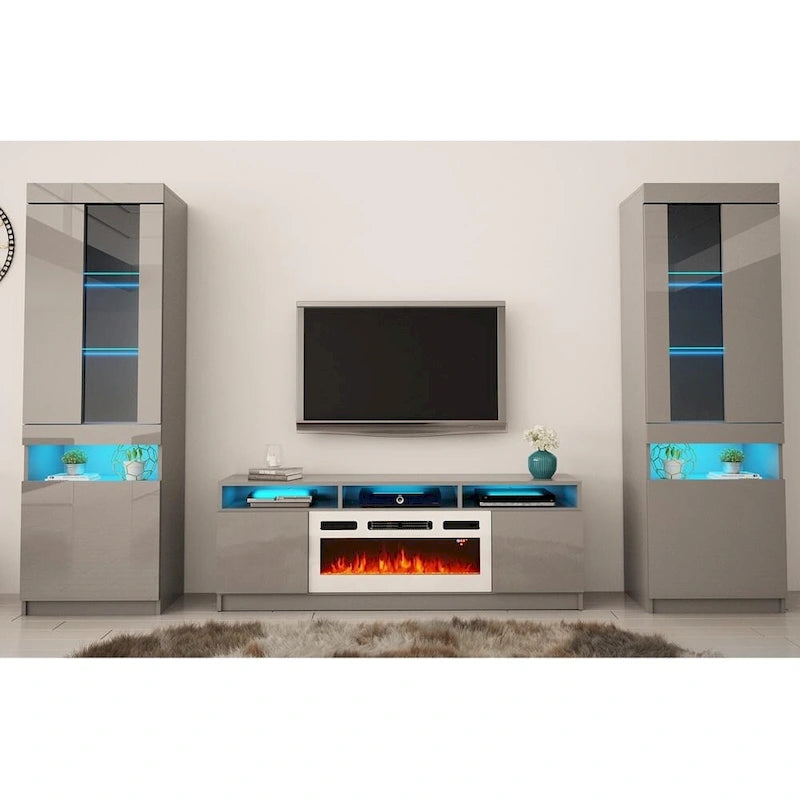 Meuble TV mural moderne avec cheminée électrique Reno WH05-12