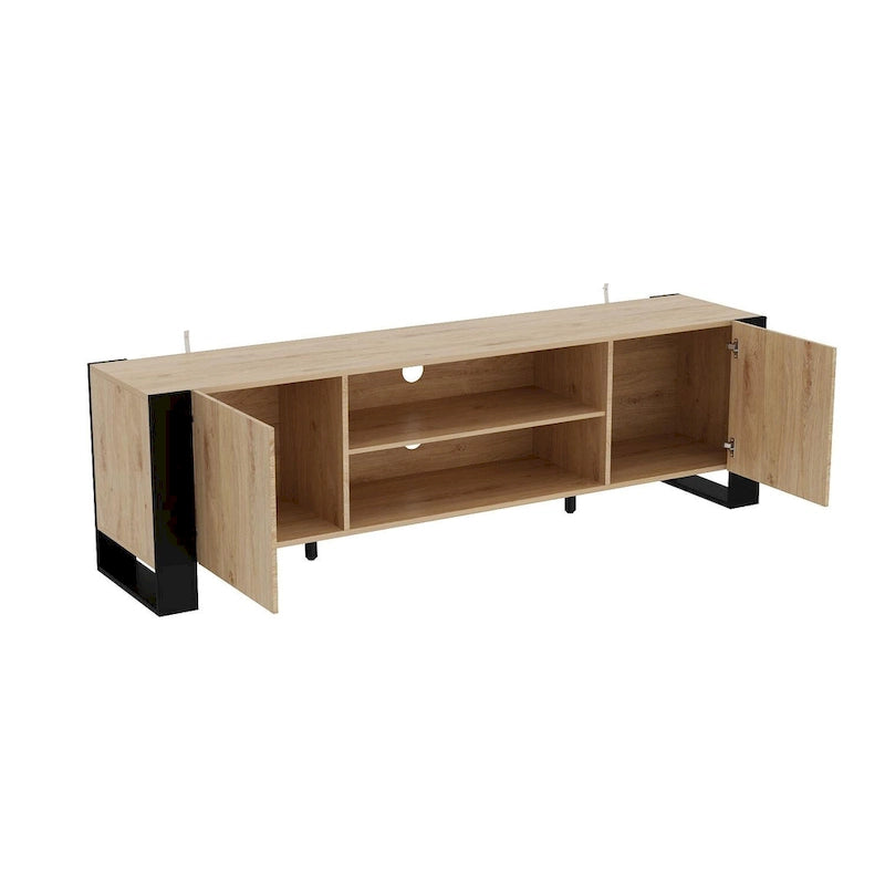 Meuble TV et cheminée combinés de luxe avec fonctionnalités LED intégrées-6