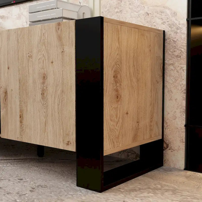 Meuble TV et cheminée combinés de luxe avec fonctionnalités LED intégrées-9