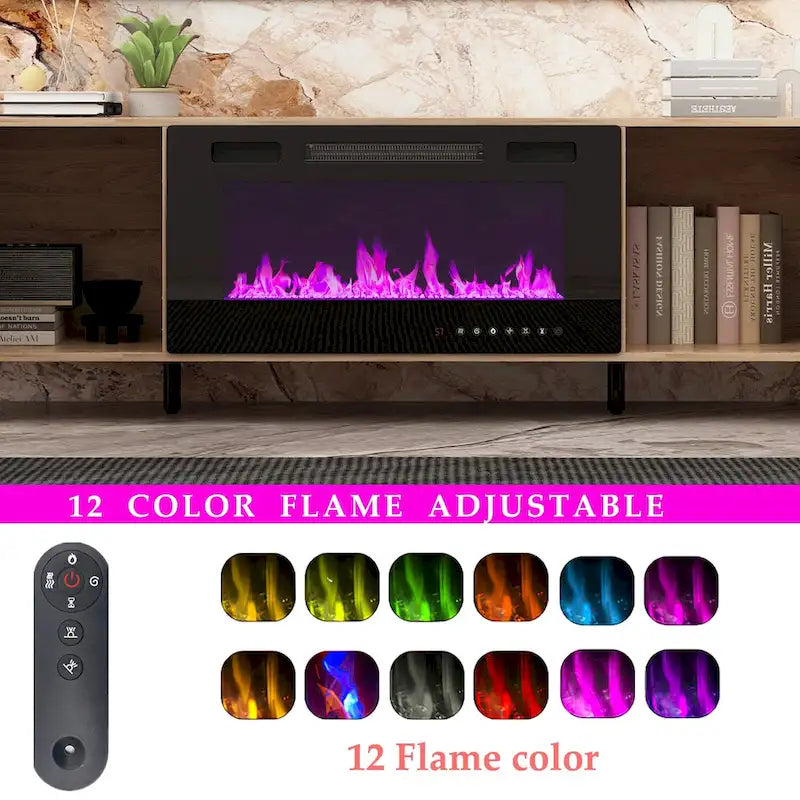 Meuble TV et cheminée combinés de luxe avec fonctionnalités LED intégrées-12