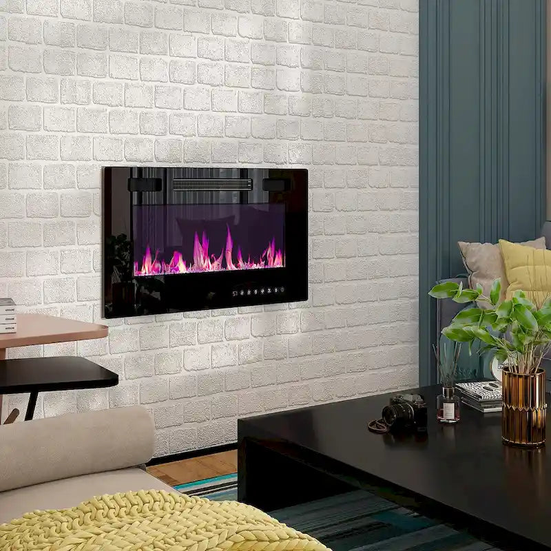 Meuble TV et cheminée combinés de luxe avec fonctionnalités LED intégrées-15