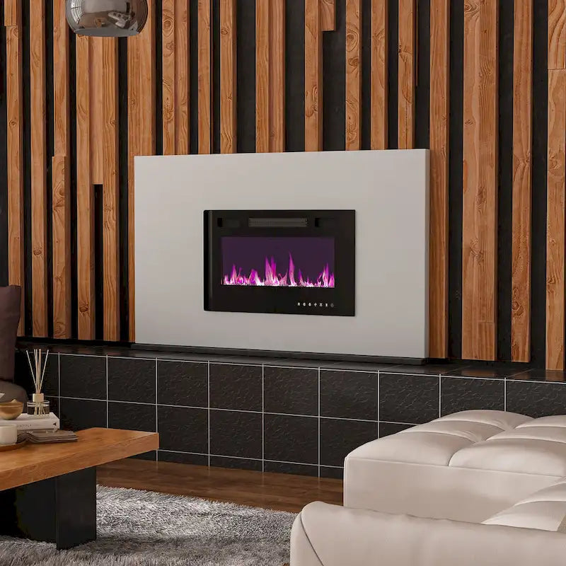 Meuble TV et cheminée combinés de luxe avec fonctionnalités LED intégrées-16