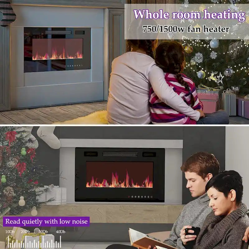 Meuble TV et cheminée combinés de luxe avec fonctionnalités LED intégrées-22