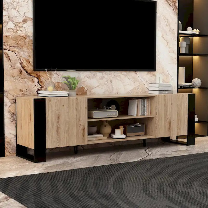 Meuble TV et cheminée combinés de luxe avec fonctionnalités LED intégrées-26