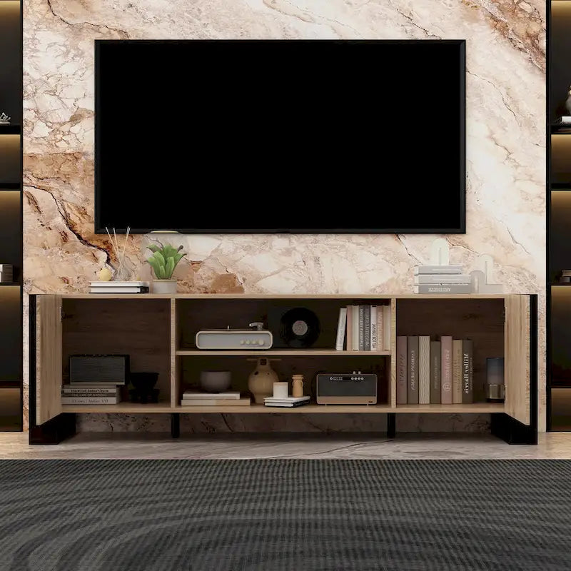 Meuble TV et cheminée combinés de luxe avec fonctionnalités LED intégrées-28