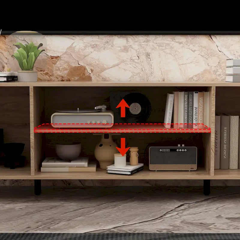 Meuble TV et cheminée combinés de luxe avec fonctionnalités LED intégrées-32