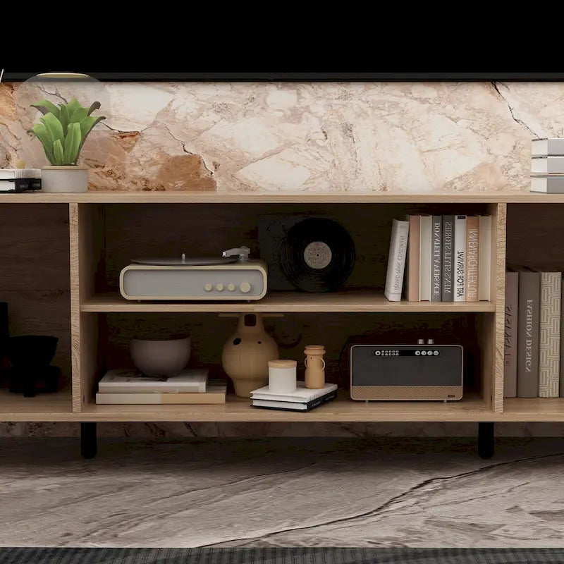 Meuble TV et cheminée combinés de luxe avec fonctionnalités LED intégrées-33