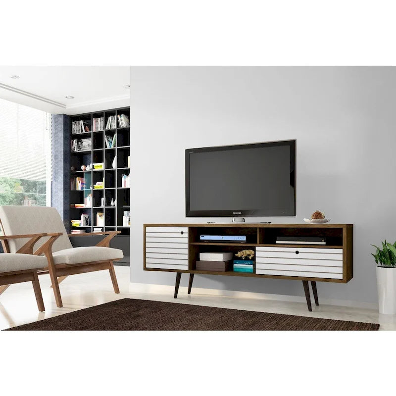 Console de meuble multimédia Manhattan Comfort Liberty 70,86 po de style moderne du milieu du siècle-15