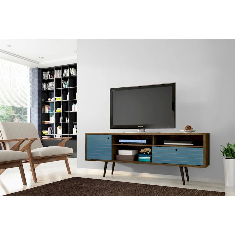 Console de meuble multimédia Manhattan Comfort Liberty 70,86 po de style moderne du milieu du siècle-17