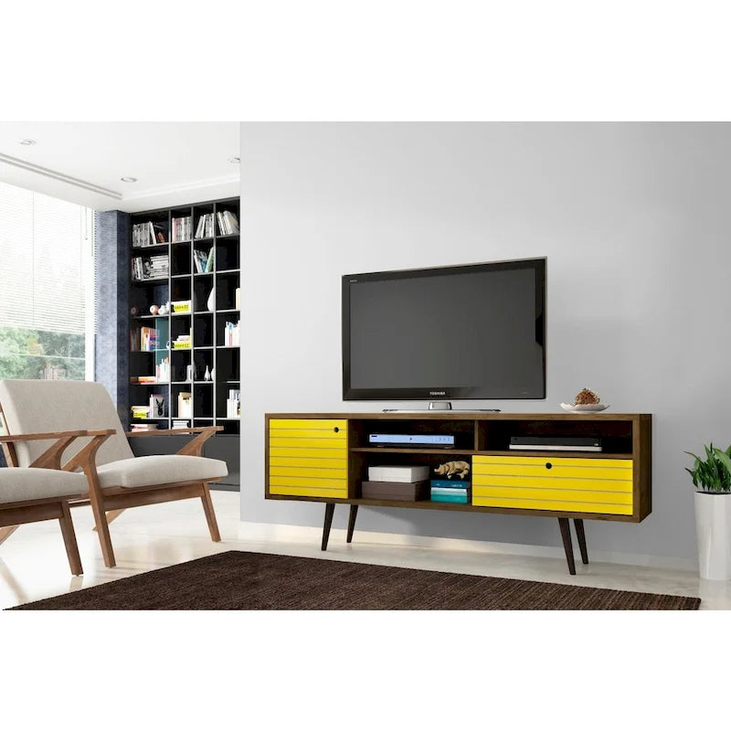 Console de meuble multimédia Manhattan Comfort Liberty 70,86 po de style moderne du milieu du siècle-19