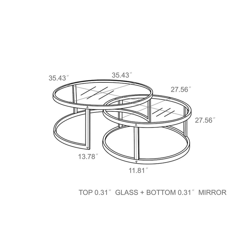 Ensemble de tables basses gigognes rondes Somette 2 en 1 - Table basse - Table basse-8