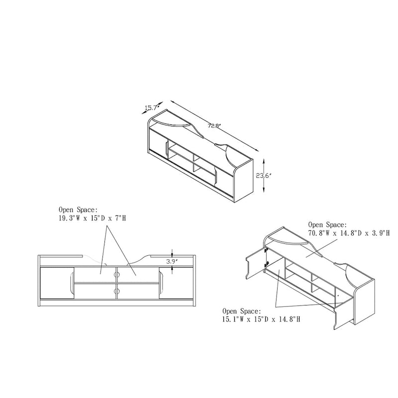 Meuble TV de rangement multifonctionnel rustique Fetz de 72 pouces par Furniture of America-8