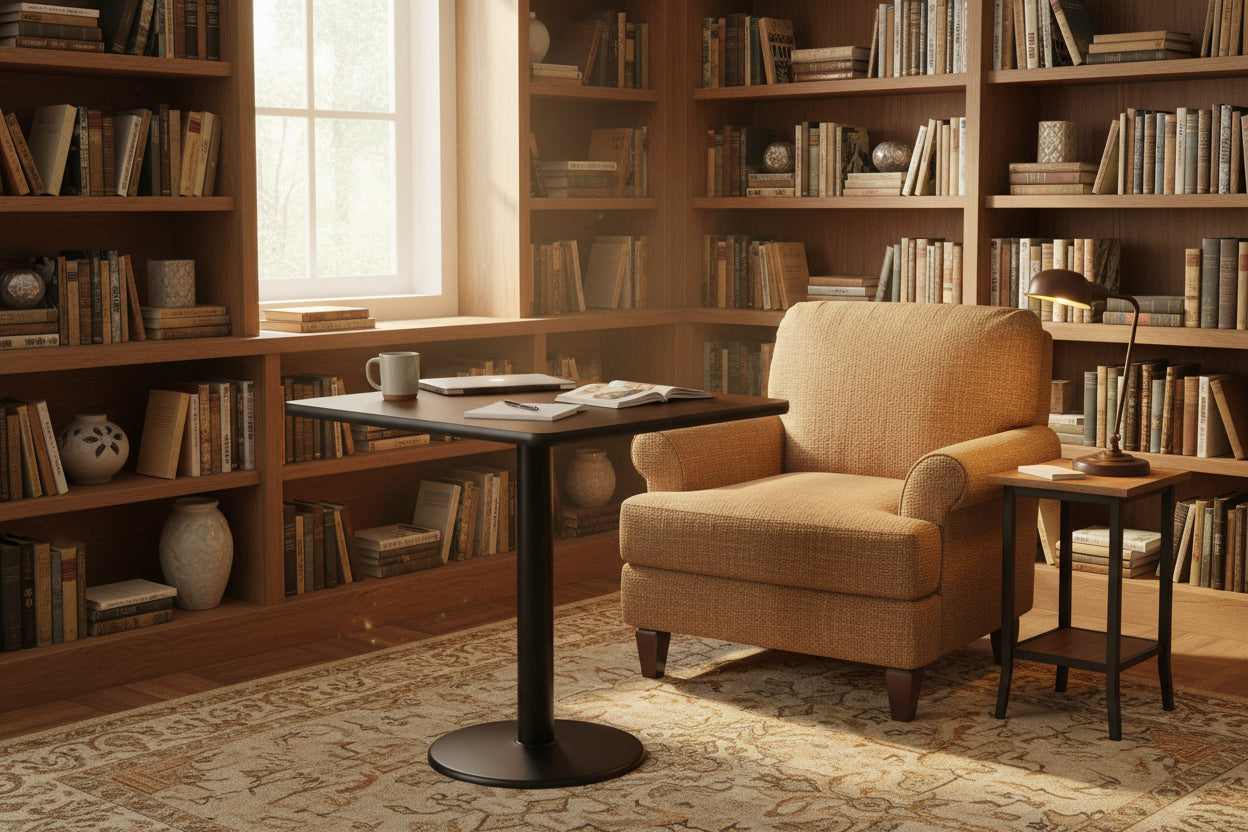 24 Square Laminate Table Top with 18 Round Table Height Base