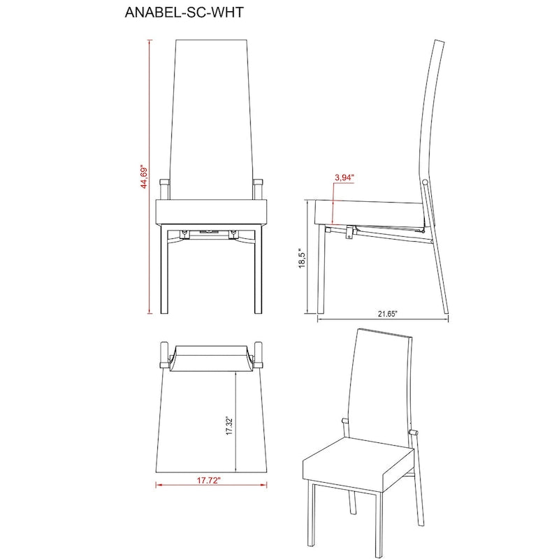 Ensemble de salle à manger 5 pièces Somette Domino avec chaises grises à dossier inclinable-12