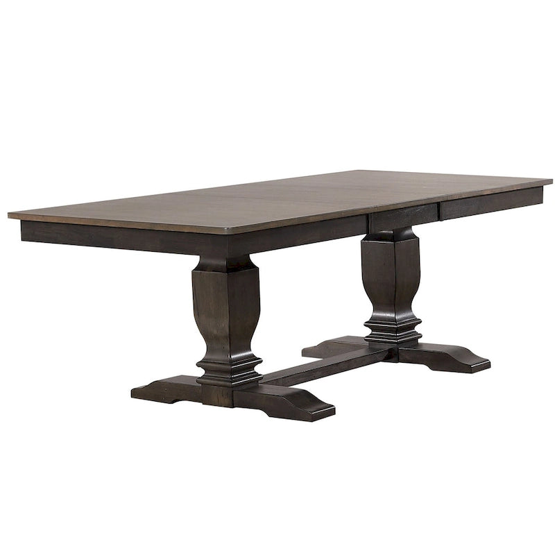 Ensemble de salle à manger 7 pièces avec double piédestal transitionnel et panneau arrière gris antique-3