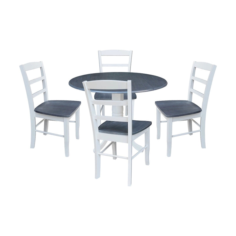 Table de salle à manger à abattants de 107 cm avec 4 chaises à dossier échelle - Ensemble 5 pièces-27