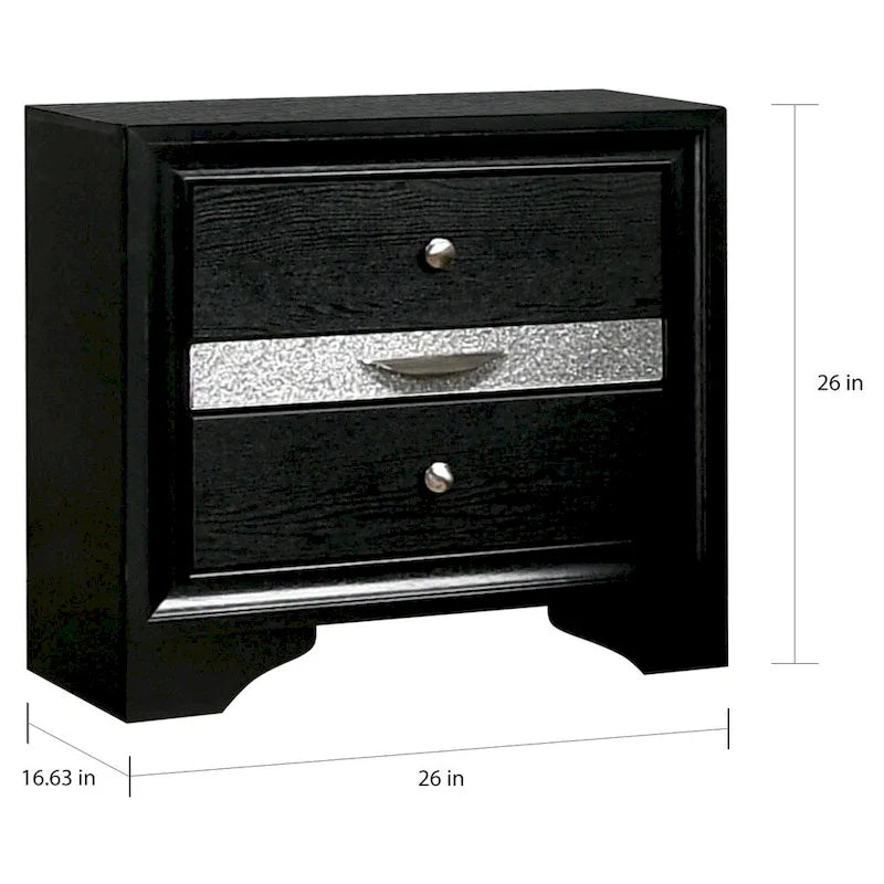 Ensemble table de chevet et commode Balistrieri contemporain noir 2 pièces par Silver Orchid-5