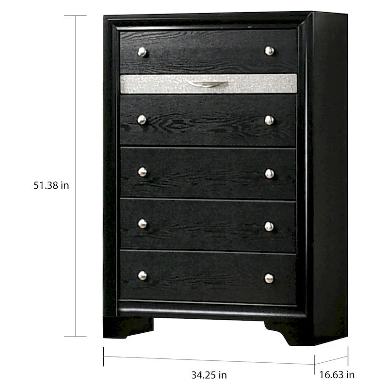 Ensemble table de chevet et commode Balistrieri contemporain noir 2 pièces par Silver Orchid-6