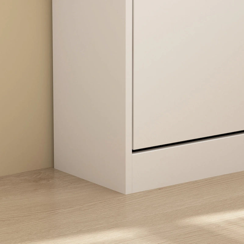 Meuble à chaussures d'entrée blanc étroit, meuble de rangement à chaussures rabattable