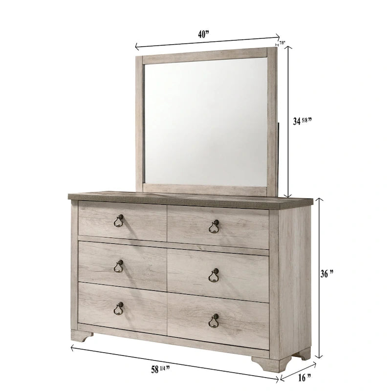 Ensemble de chambre à coucher rustique Anallese 5 pièces en bois flotté-3