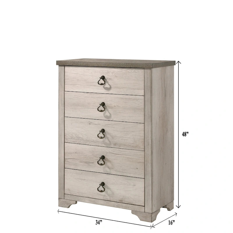 Ensemble de chambre à coucher rustique Anallese 5 pièces en bois flotté-8