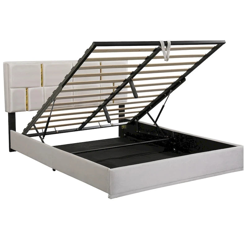 Ensemble de chambre à coucher 2 pièces, lit plateforme rembourré Queen-21