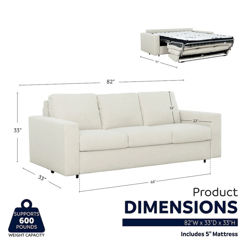 Canapé-lit Stearns &amp; Foster Paolo 82 po (208 cm) avec matelas en mousse à mémoire de forme de 5 po (12,7 cm).-21