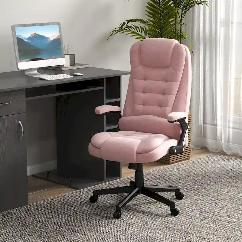 Fauteuil de bureau massant et vibrant HOMCOM à 6 points avec fonction chauffante, fauteuil de direction en velours à dossier haut inclinable-2