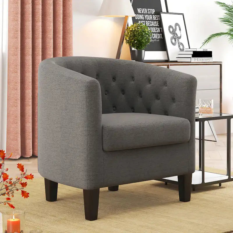 Fauteuil club Corvus Oxonia capitonné en tissu-4
