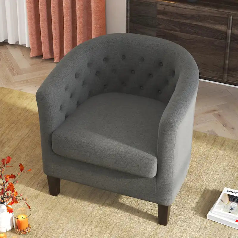 Fauteuil club Corvus Oxonia capitonné en tissu-16