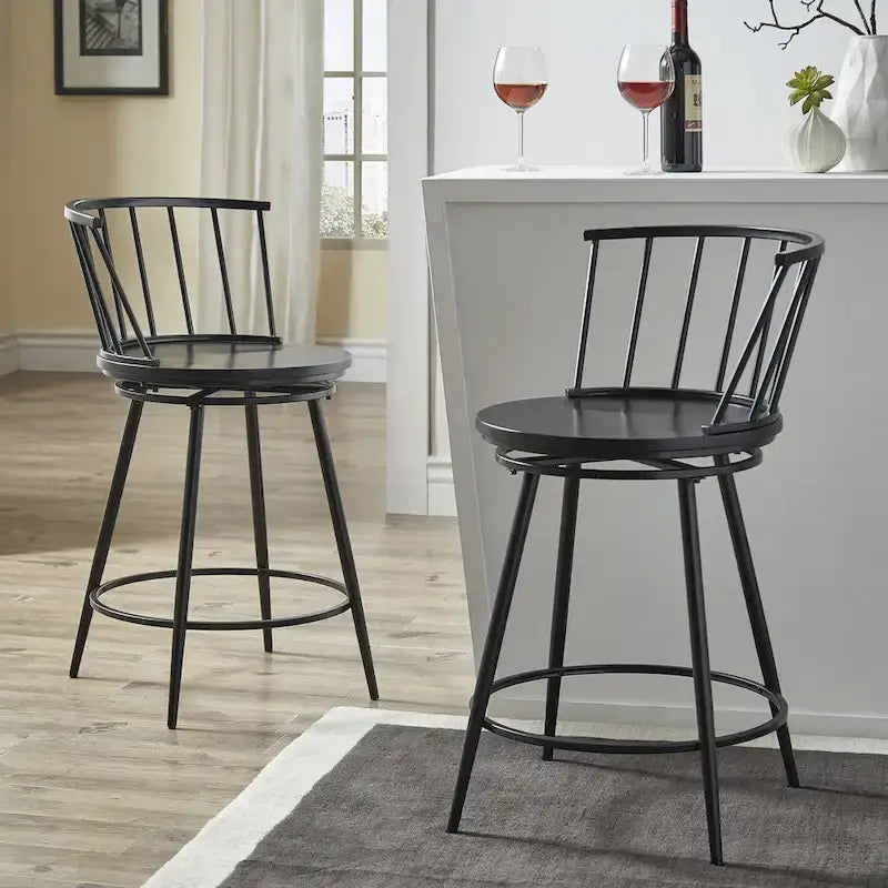 Tabourets de bar pivotants Olix Windsor à dossier bas (lot de 2) par iNSPIRE Q Modern