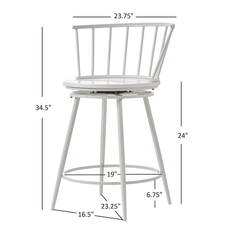 Tabourets de bar pivotants Olix Windsor à dossier bas (lot de 2) par iNSPIRE Q Modern-4