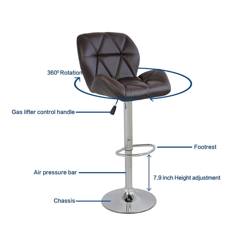 Tabourets de bar pivotants réglables en similicuir moderne (lot de 2)-16