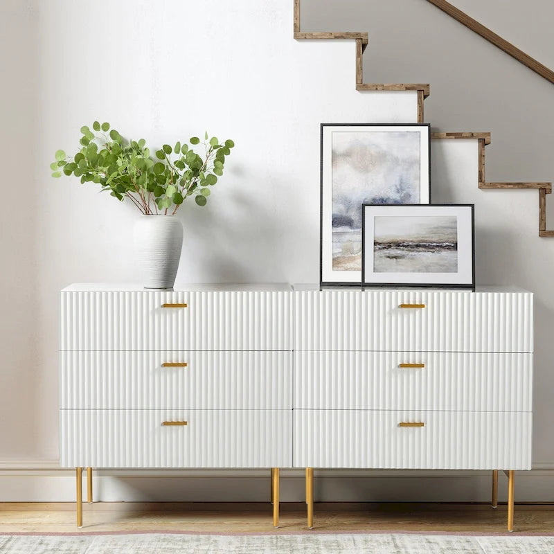 Ensemble de 2 commodes et tables de chevet modernes Gilb à 3 tiroirs avec pieds en métal par HULALA HOME-9