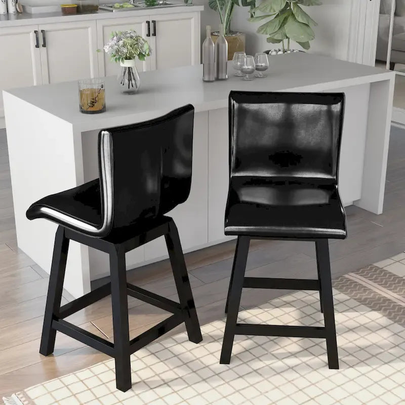 Chaises de comptoir pivotantes noires contemporaines Hace (ensemble de 2) par Furniture of America-2