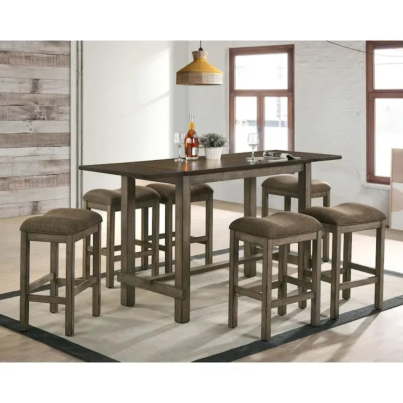 Tabourets de bar rembourrés Tozos Farmhouse en châtaignier (lot de 2) par Furniture of America-2