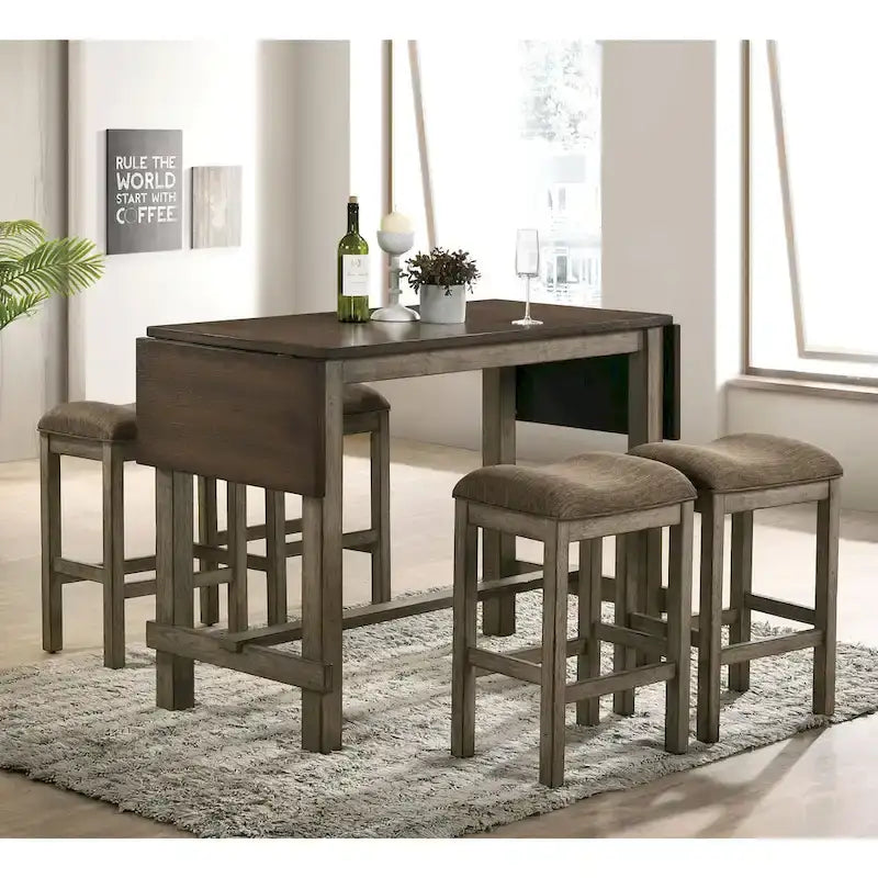 Tabourets de bar rembourrés Tozos Farmhouse en châtaignier (lot de 2) par Furniture of America-3