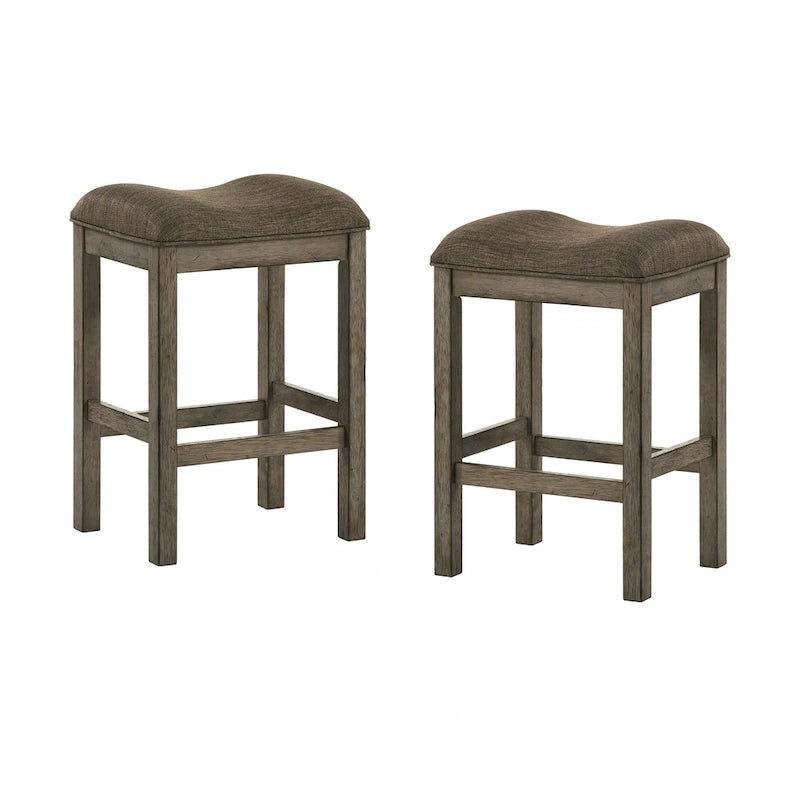 Tabourets de bar rembourrés Tozos Farmhouse en châtaignier (lot de 2) par Furniture of America-4