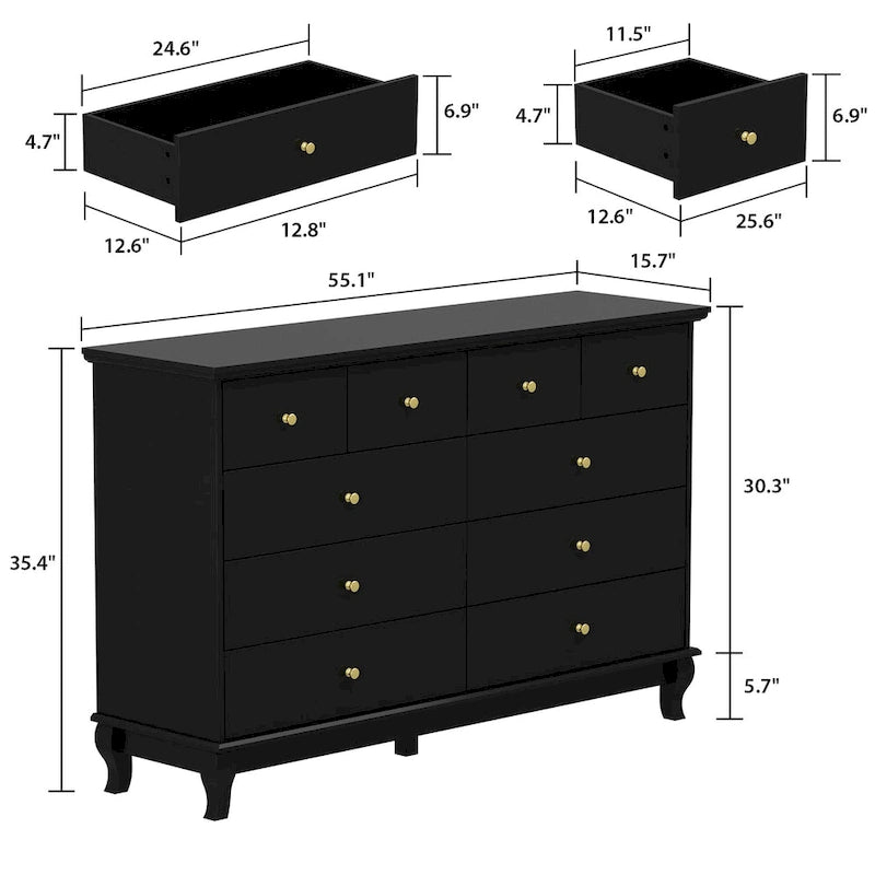 Commode laquée de 55,1 cm de large, coffre de rangement, commode de chambre-34