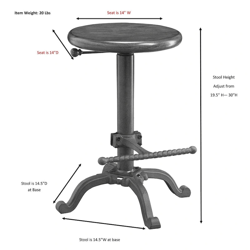 Tabouret réglable Carbon Loft Ewart-5