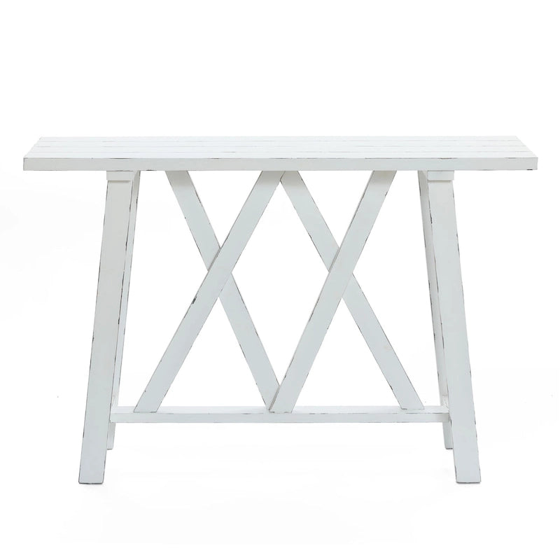 Console et table d'entrée style ferme blanche - 82,5 cm (H) x 121,5 cm (L) x 38 cm (P)-5