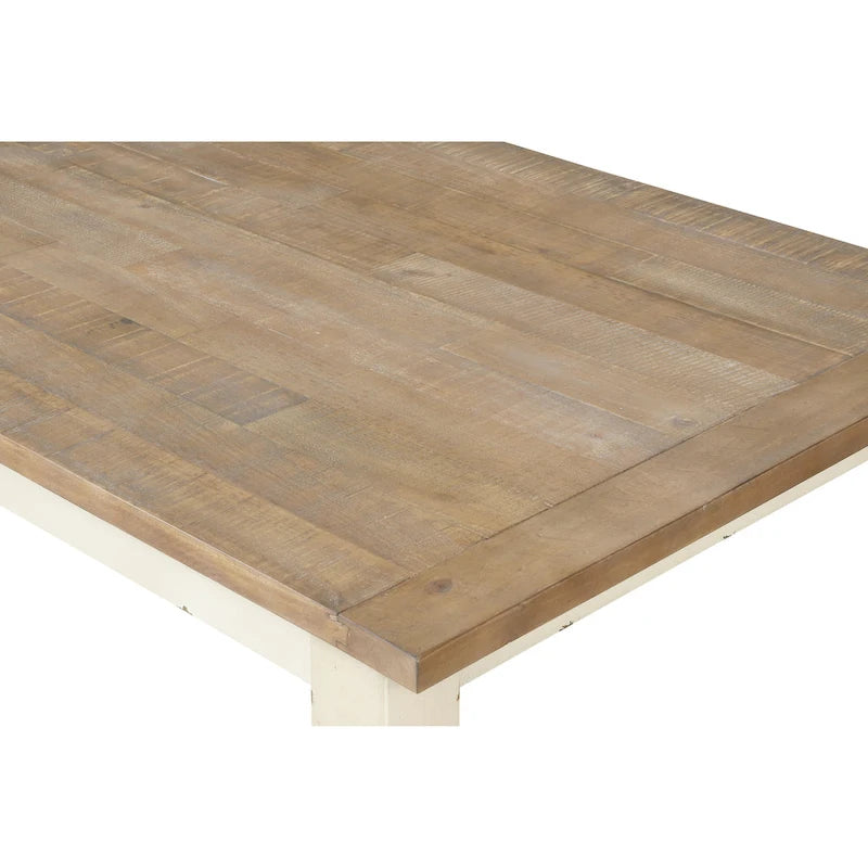Table de salle à manger Roundhill Furniture Prato en bois bicolore blanc antique et chêne vieilli-2
