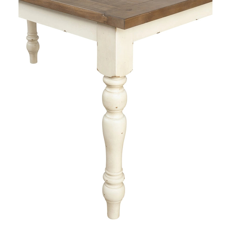 Table de salle à manger Roundhill Furniture Prato en bois bicolore blanc antique et chêne vieilli-3